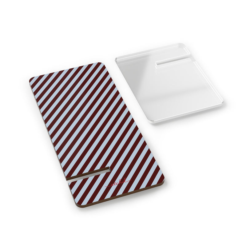 Blue & Cherry Striped Diagonal Phone Stand by etchd, view 2
