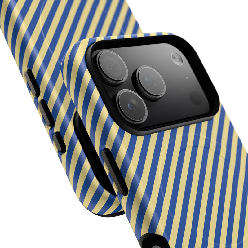 Cobalt & Butter Striped Diagonal Magnetic Phone Case by etchd, view 100