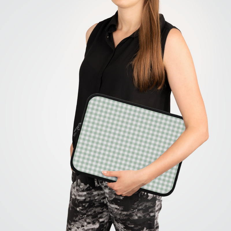 Sage Gingham Laptop Sleeve-zoom-