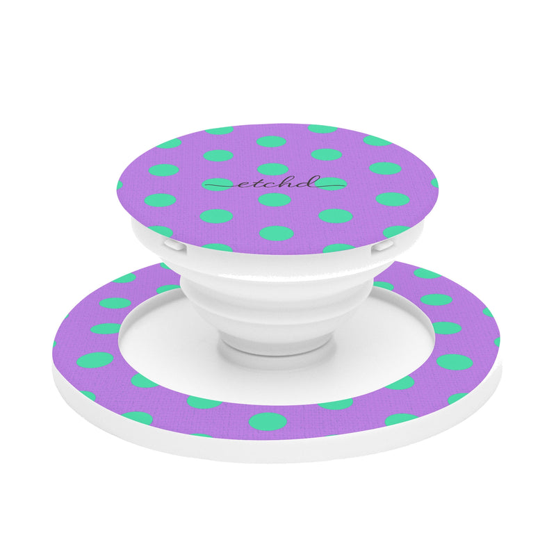 Hypermint And Lilac Polka Dot Phone Grip And Stand-zoom-