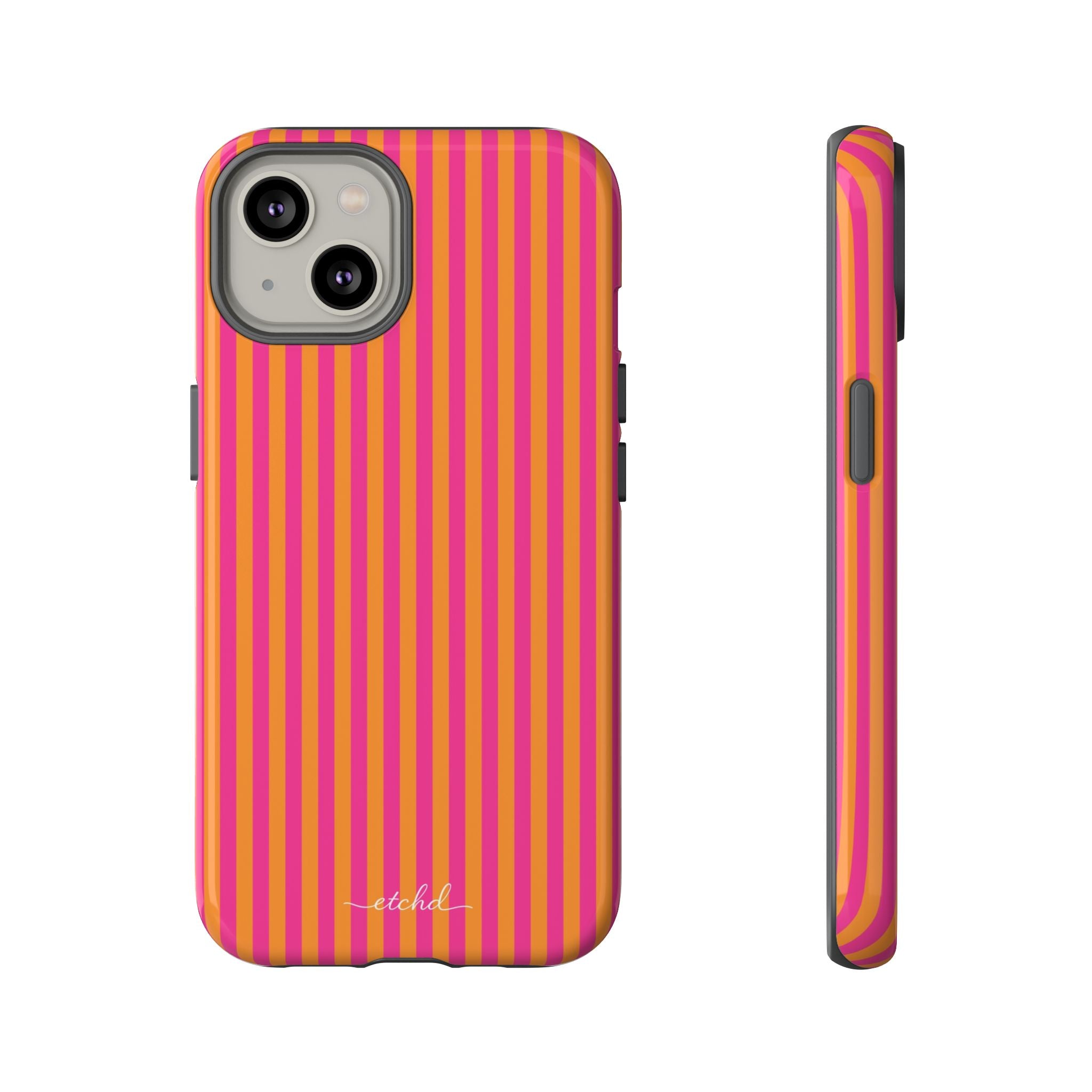Pink & Orange Striped Phone Case by etchd, view 2