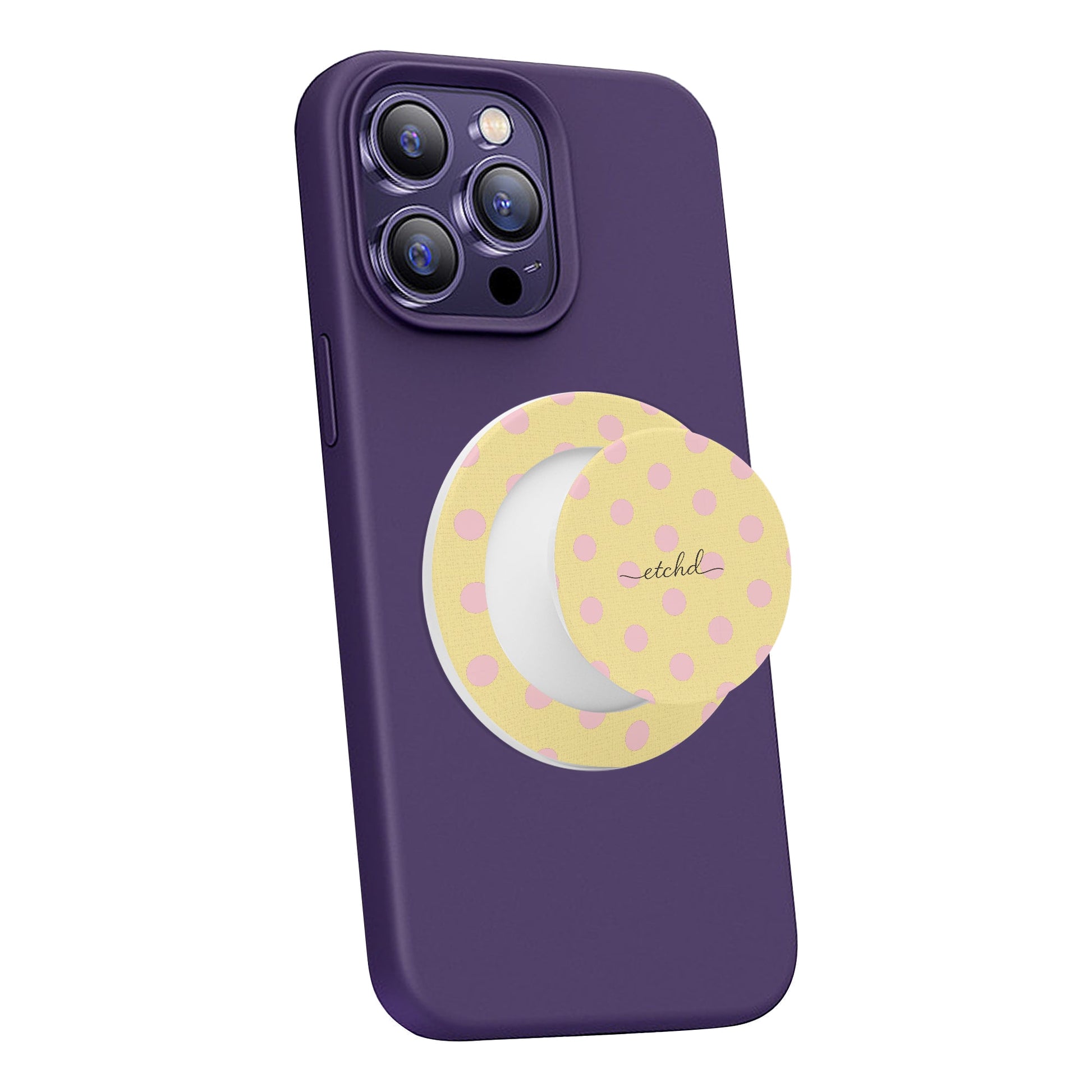 Pink And Butter Polka Dot Phone Grip And Stand by etchd, view 7