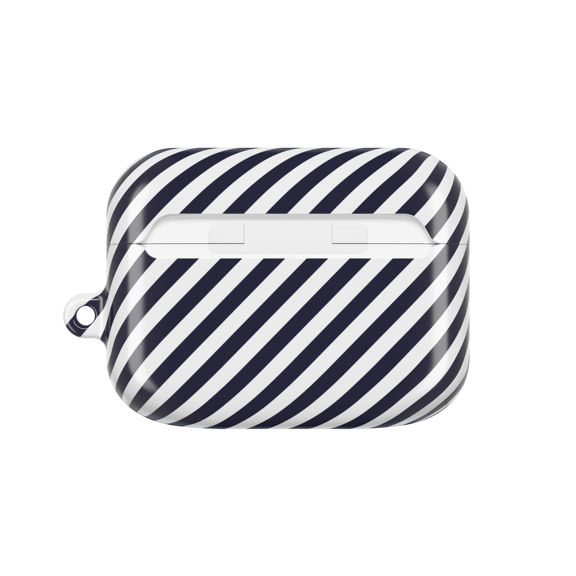 Navy & White Striped Diagonal AirPod Case by etchd, view 7