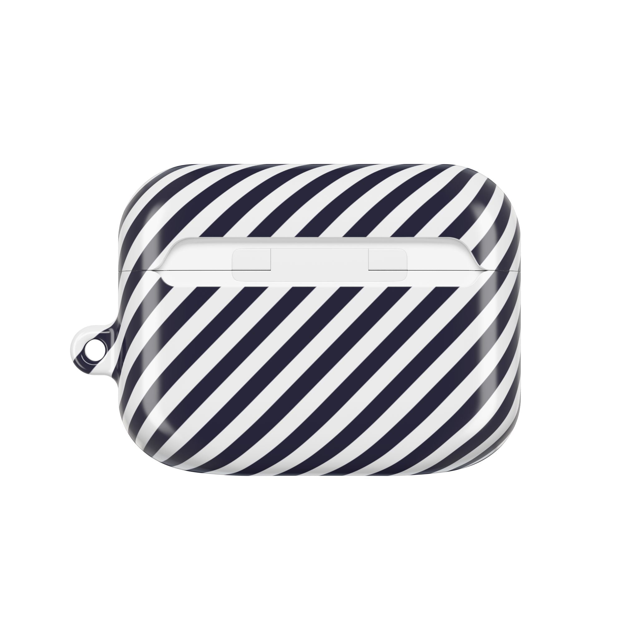 Navy & White Striped Diagonal AirPod Case by etchd, view 7