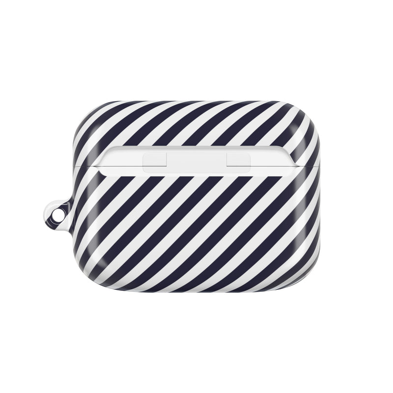 Navy & White Striped Diagonal AirPod Case by etchd, view 7