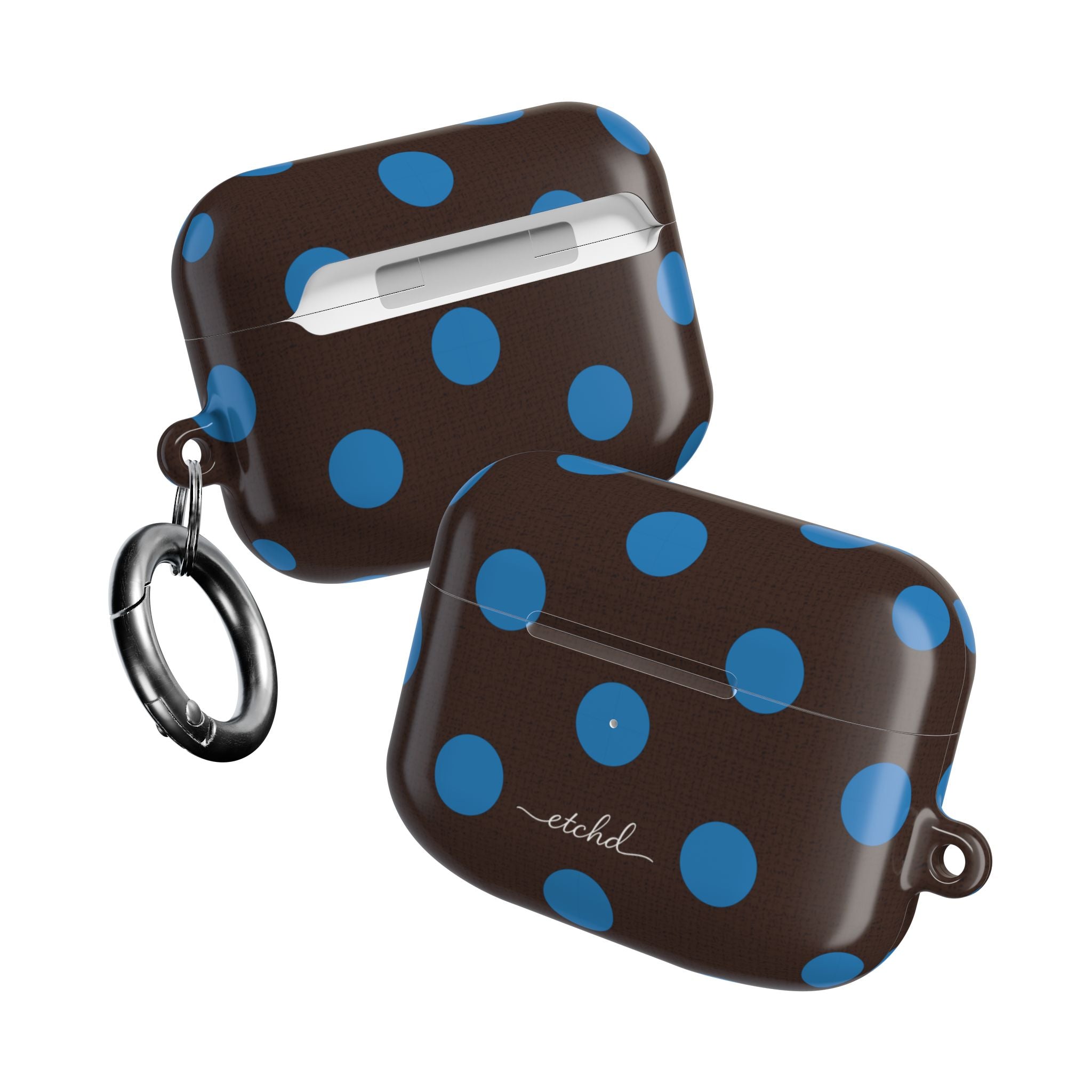 Cerulean & Espresso Polka Dot AirPod Case by etchd, view 10