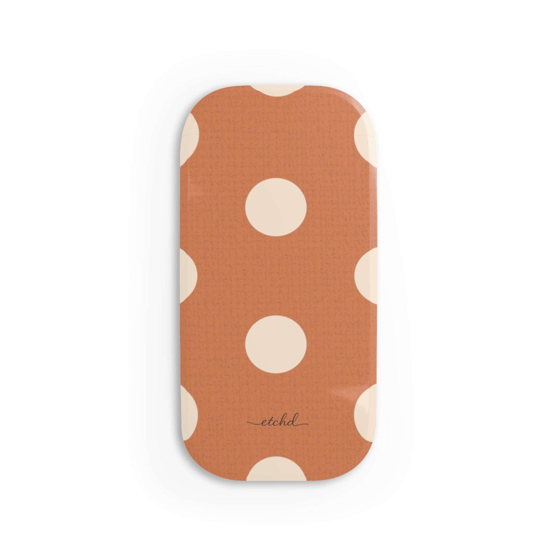 Cream & Terracotta Polka Dot Agarre clipsable para móvil de etchd