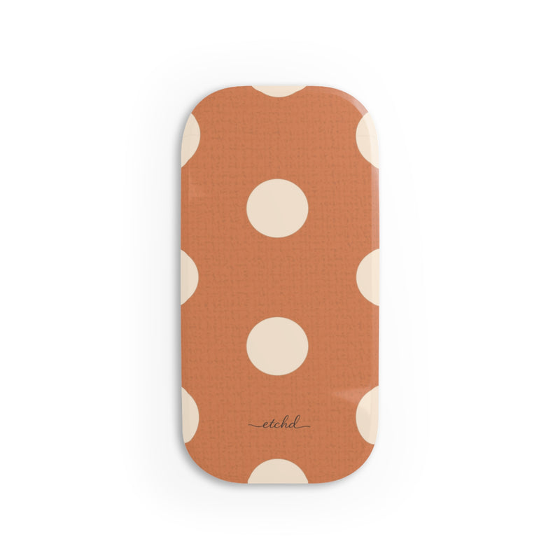 Cream & Terracotta Polka Dot Agarre clipsable para móvil de etchd