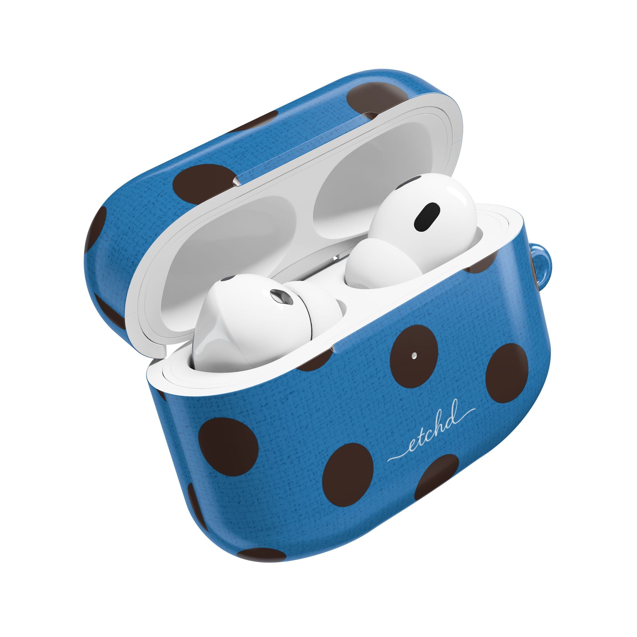 Espresso & Cerulean Polka Dot AirPod Case by etchd, view 9