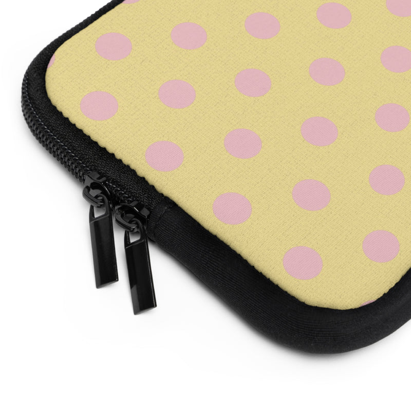 Pink And Butter Polka Dot Laptop Sleeve by etchd, view 12