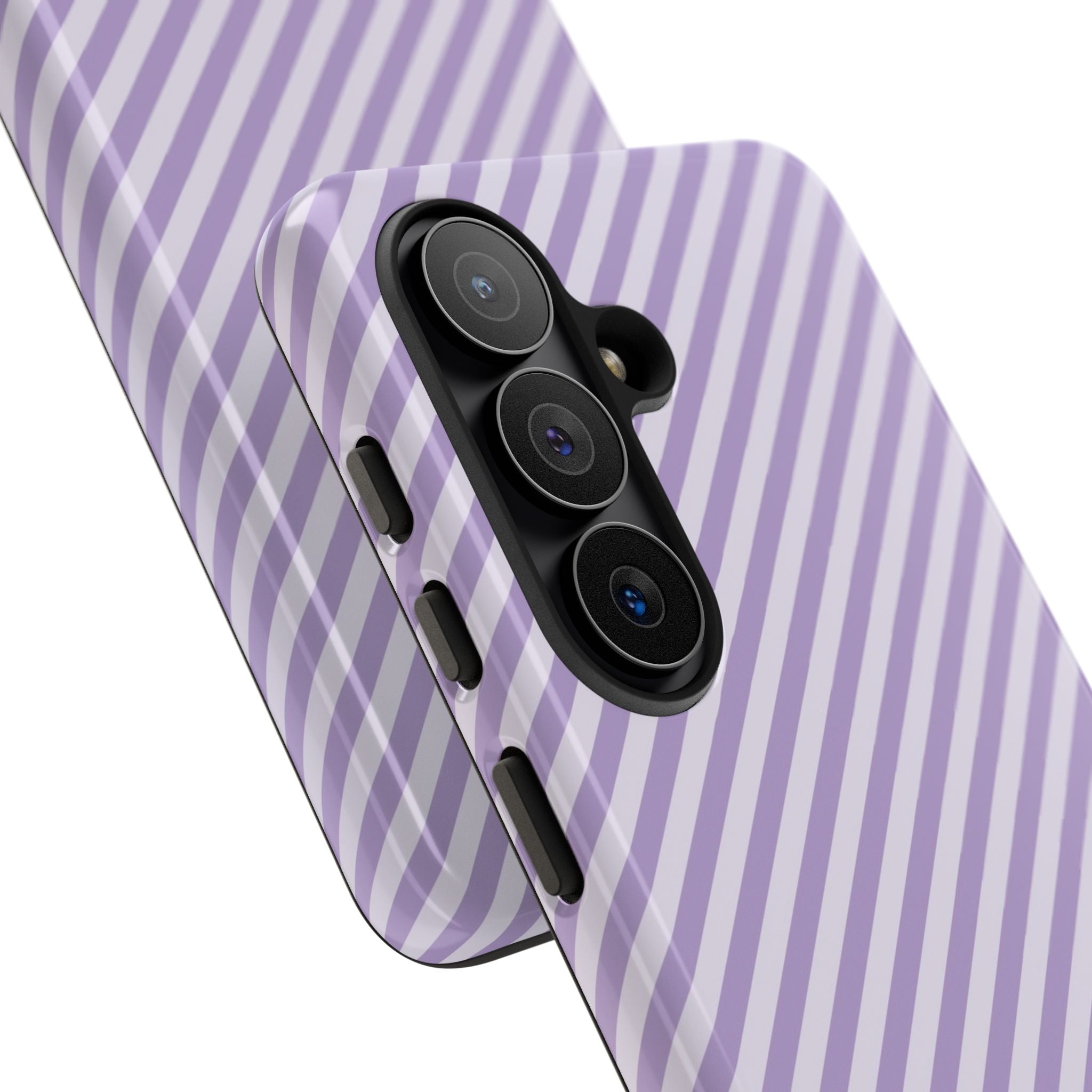Lilac & Cream Striped Diagonal Phone Case by etchd, view 209