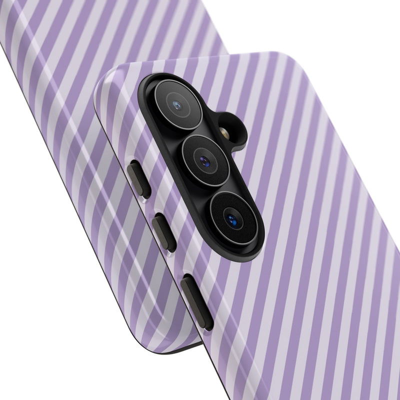 Lilac & Cream Striped Diagonal Phone Case by etchd, view 209