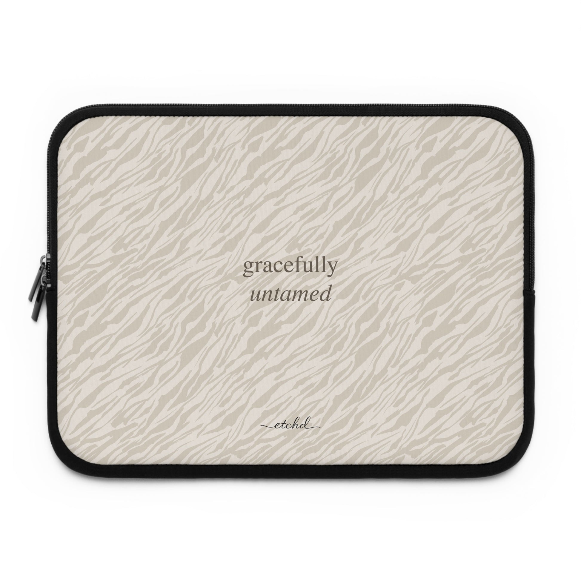 Beige Zebra Laptop Sleeve by etchd