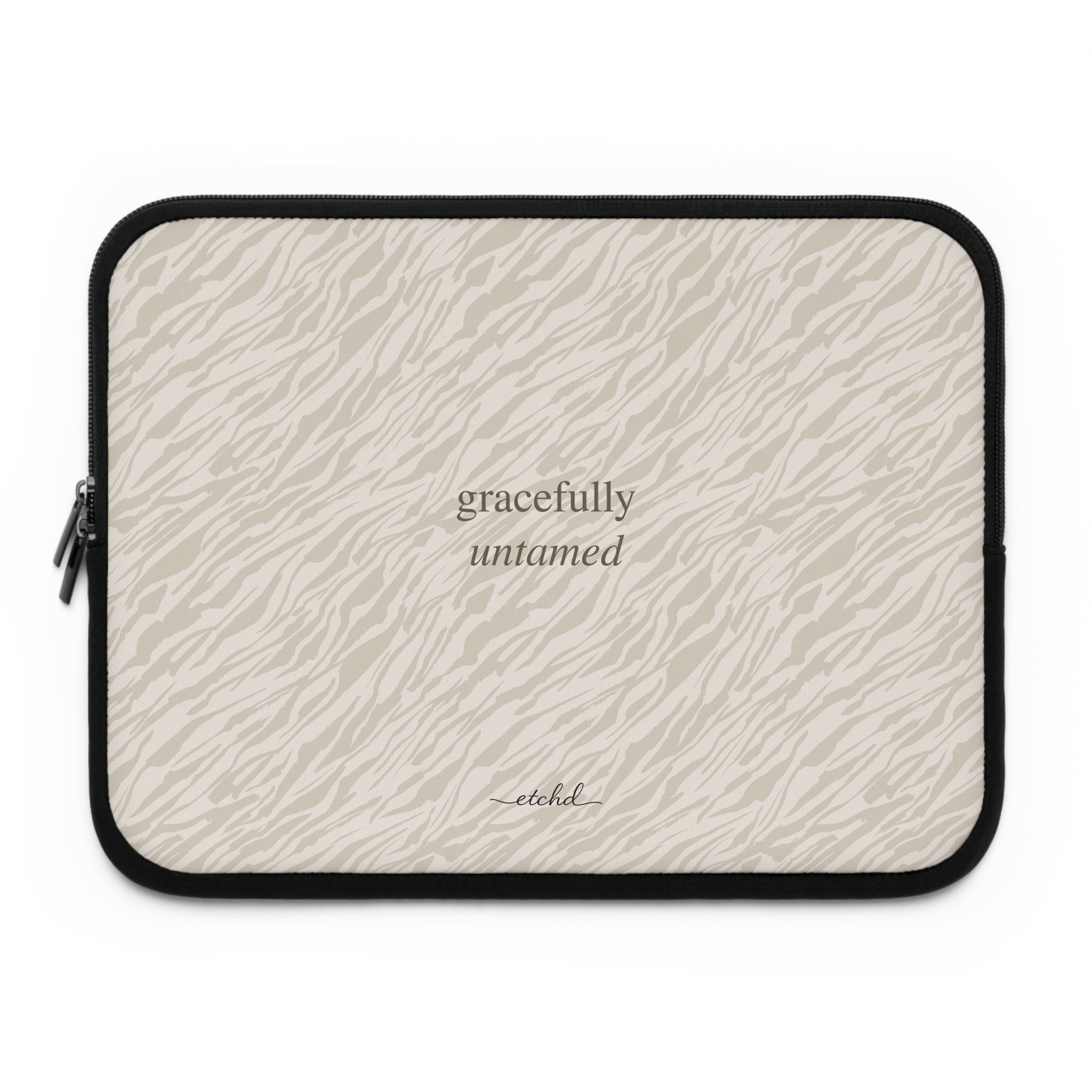 Beige Zebra Laptop Sleeve by etchd