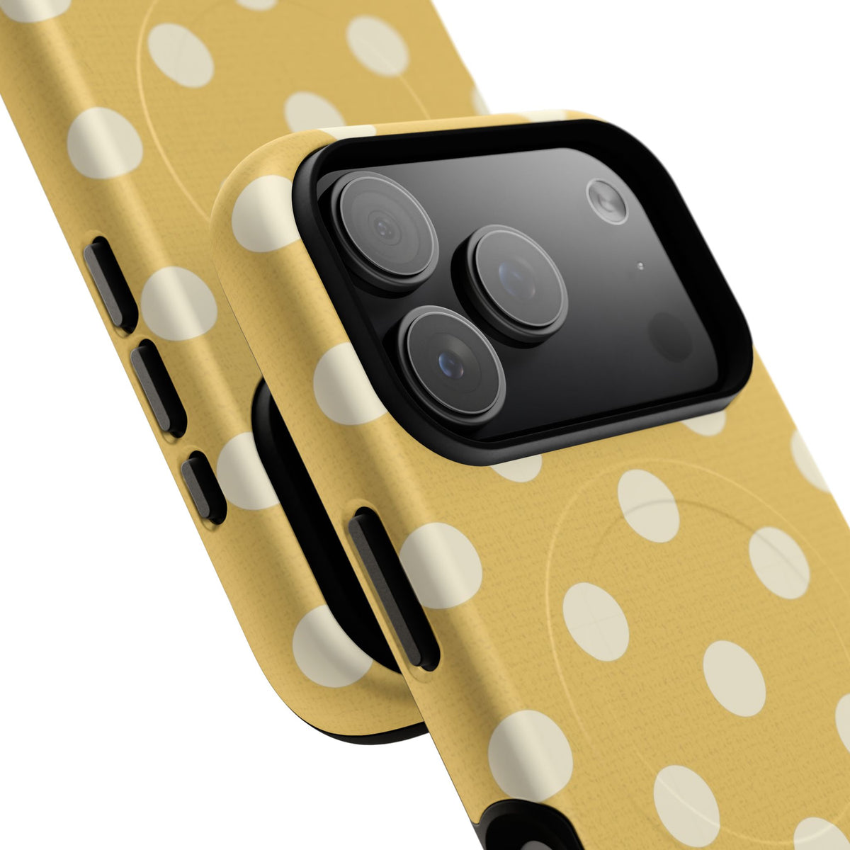 Cream & Butter Polka Dot Magnetic Phone Case by etchd, view 100