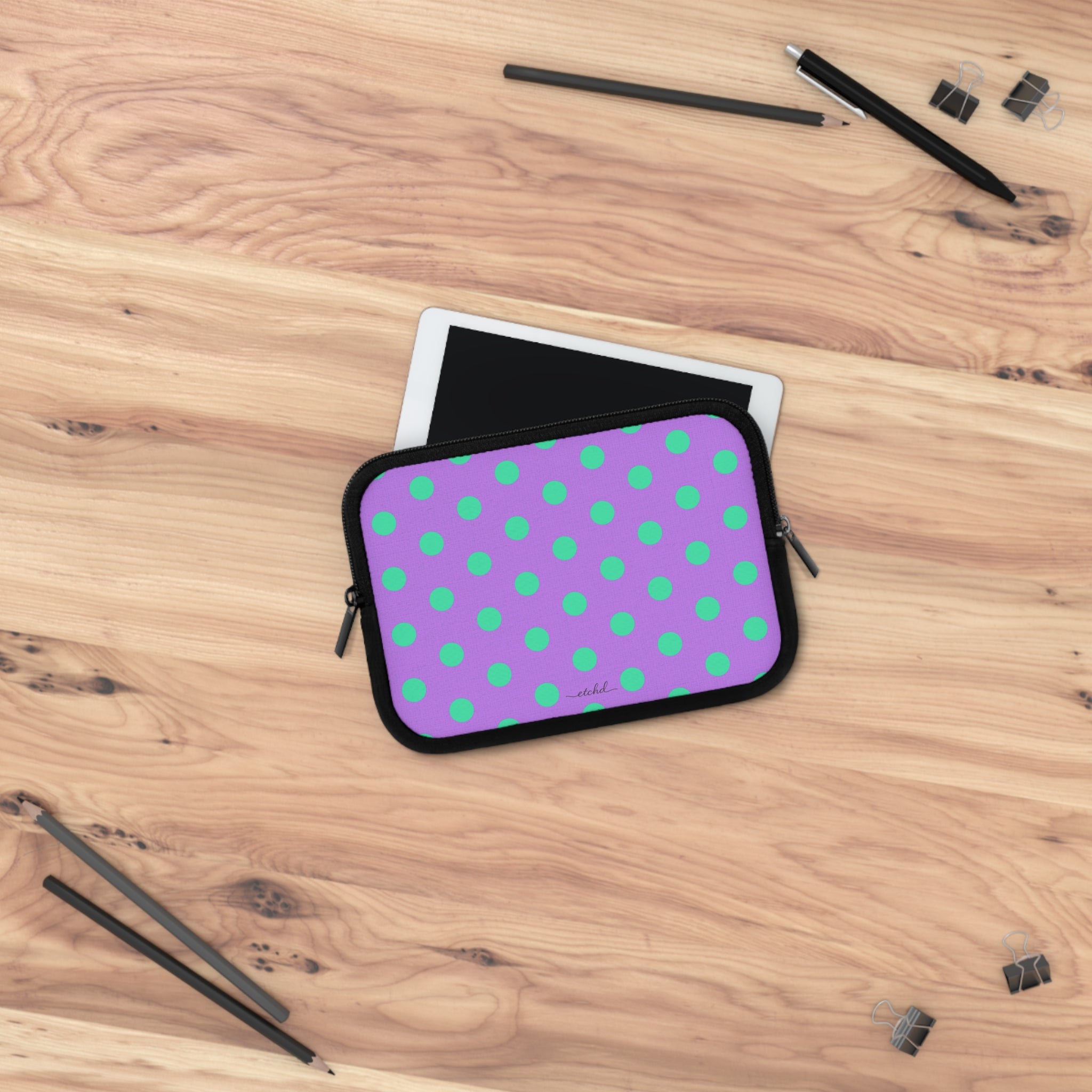 Hypermint And Lilac Polka Dot Laptop Sleeve by etchd, view 14