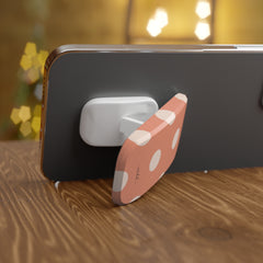 Cream & Coral Polka Dot Click-On Phone Grip by etchd, view 4