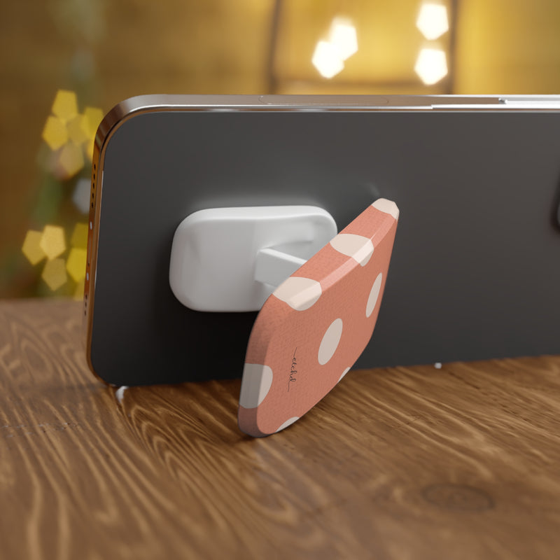 Cream & Coral Polka Dot Click-On Phone Grip by etchd, view 4