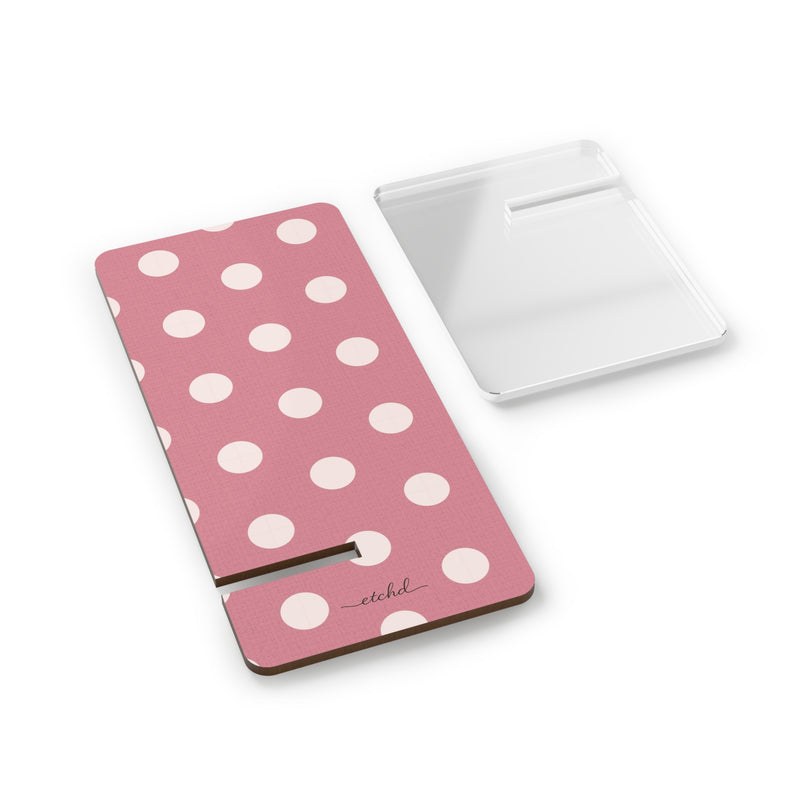Cream & Blush Polka Dot Phone Stand by etchd, view 2