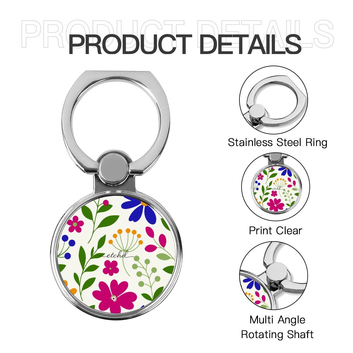 Funky Floral Classic Ring Holder by etchd, view 5