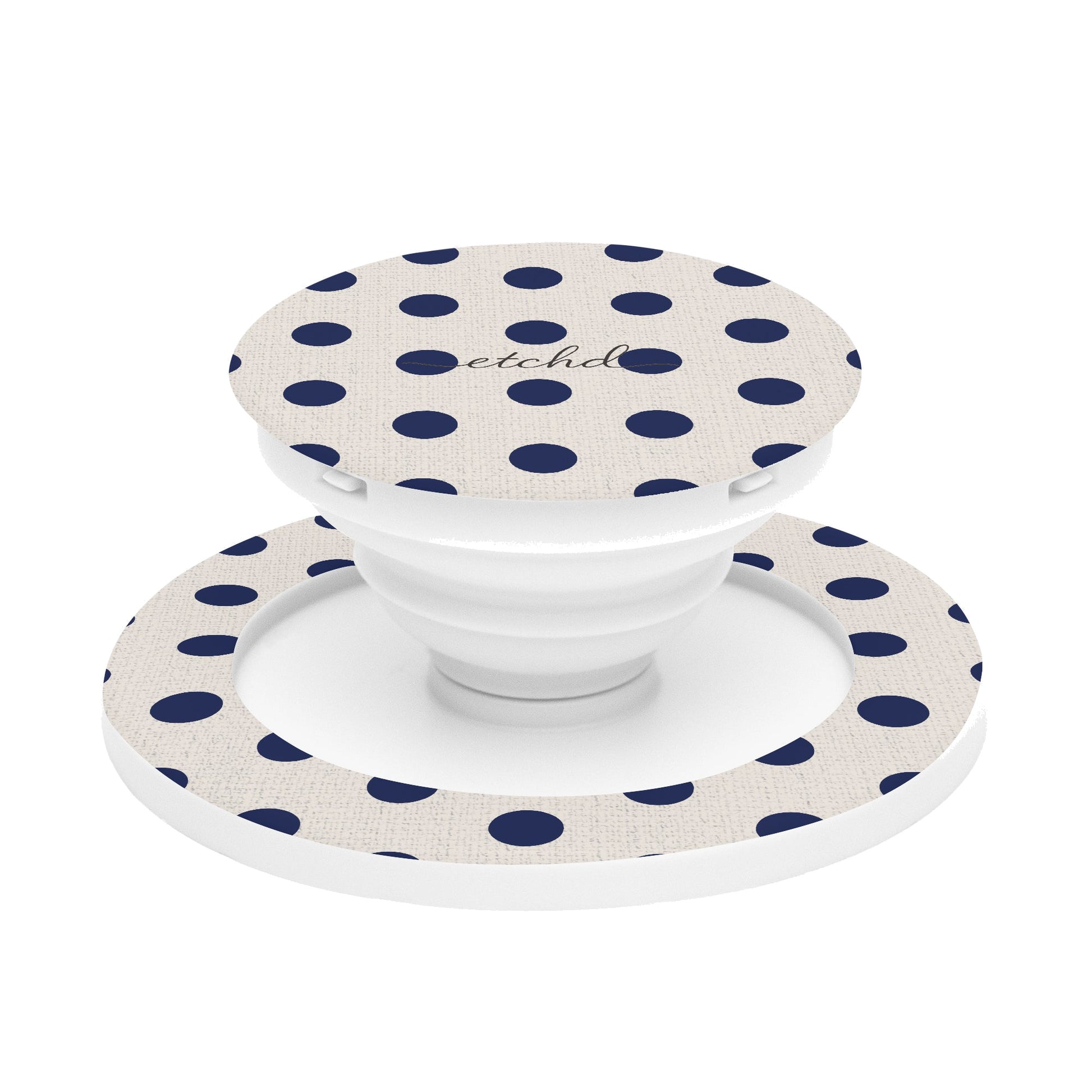 Navy & Cream Polka Dot Phone Grip And Stand by etchd