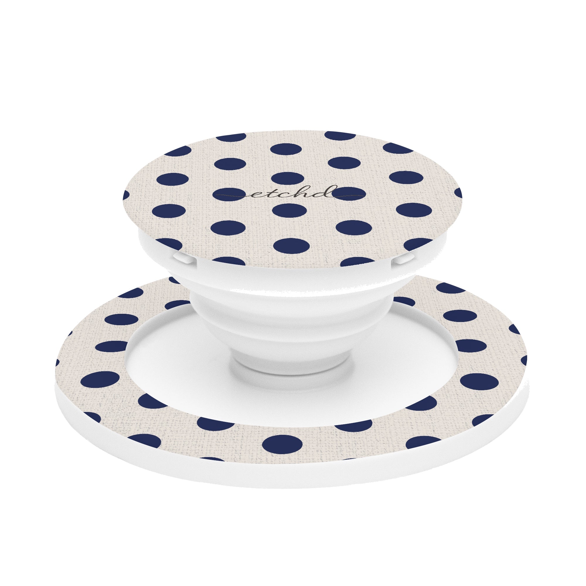 Navy & Cream Polka Dot Phone Grip And Stand by etchd