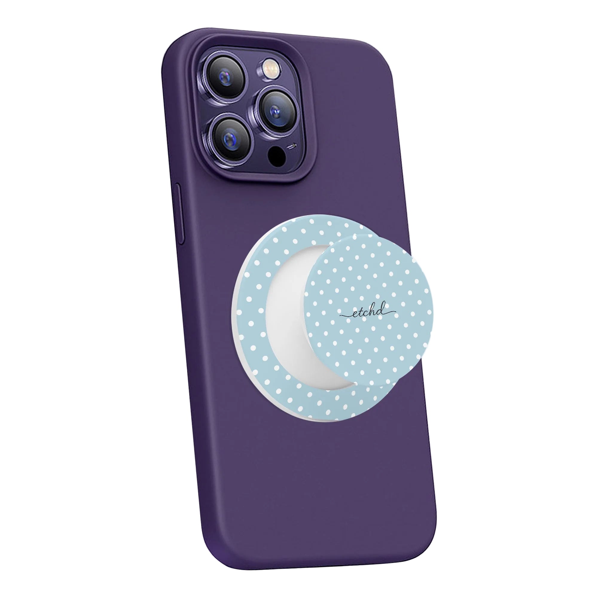 Blue White Polka Dot Phone Grip And Stand by etchd, view 7