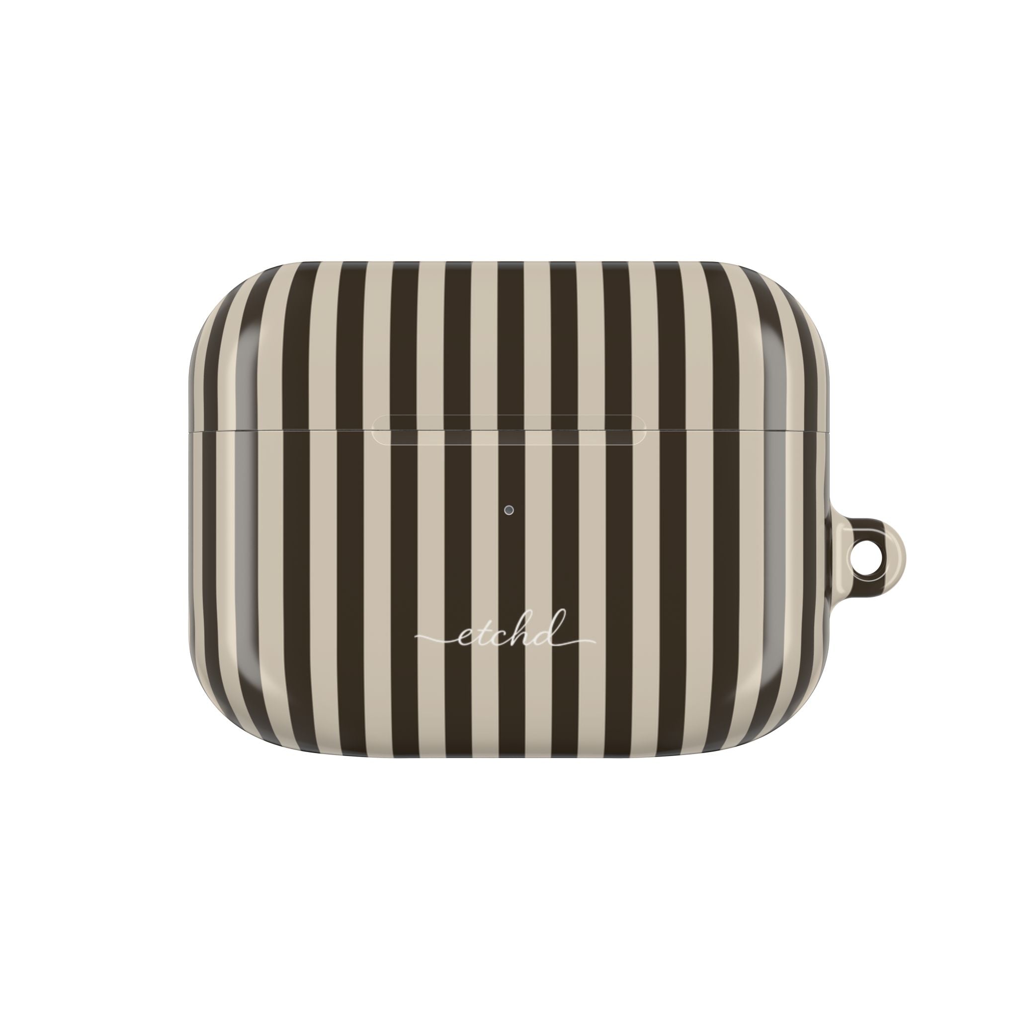 Cream & Brown Striped AirPod Case by etchd