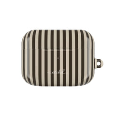 Cream & Brown Striped AirPod Case by etchd