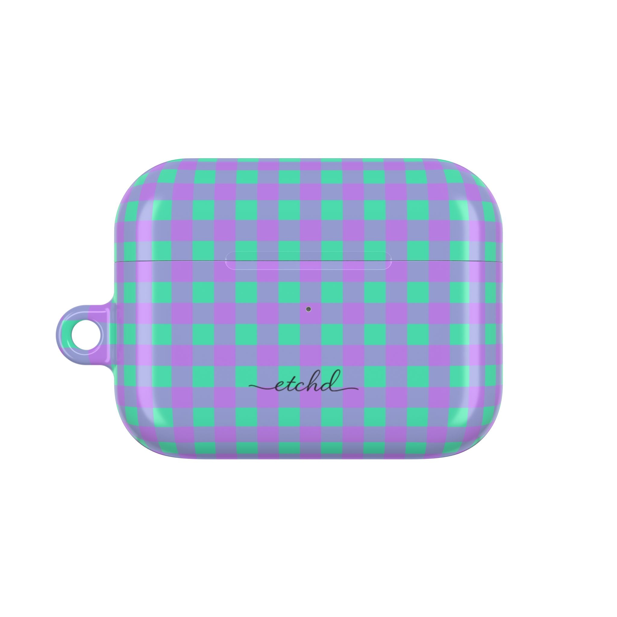 Hypermint & Lilac Gingham AirPod Case by etchd, view 2