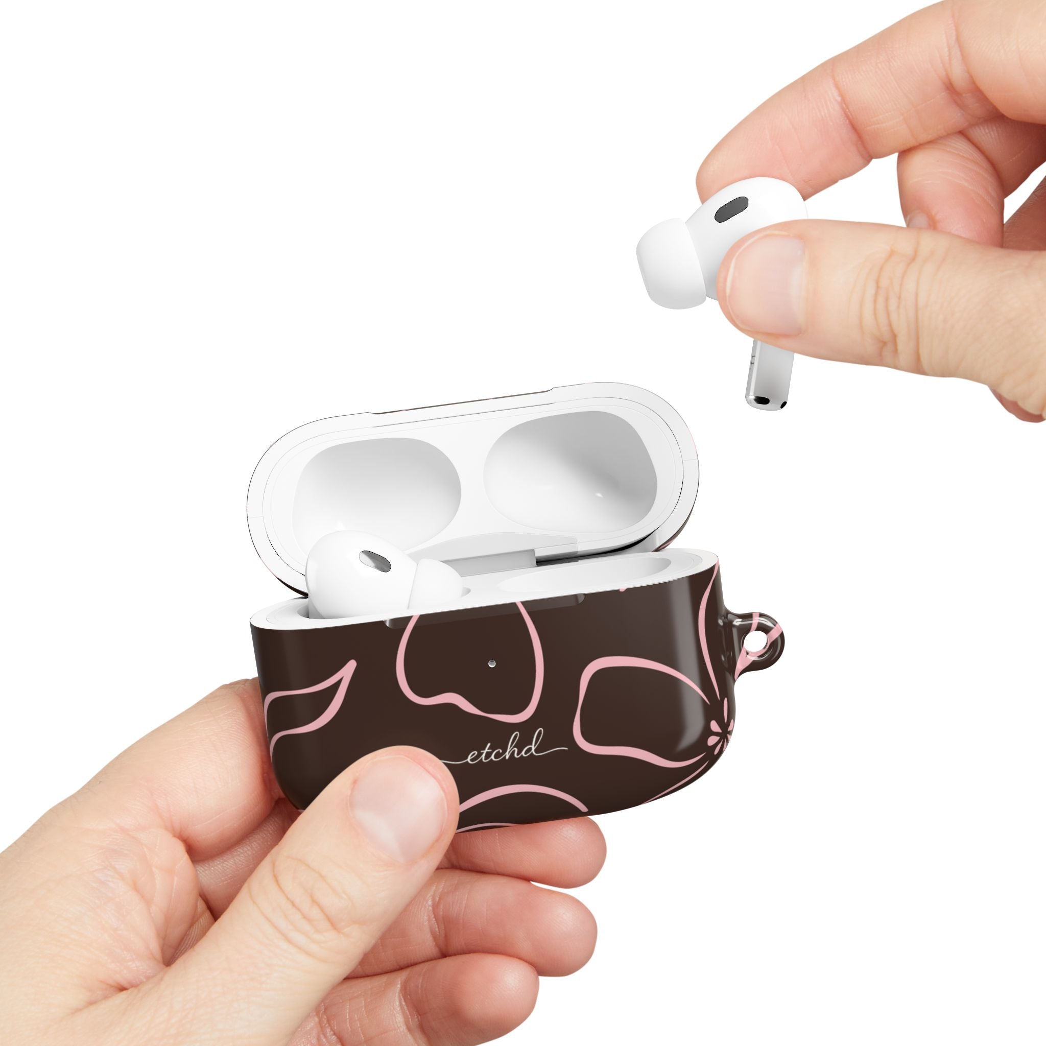 Espresso & Blush Floral AirPod Case by etchd, view 11