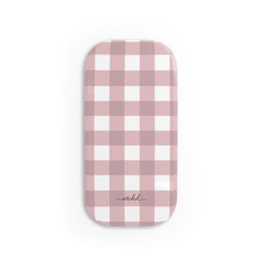 Pink Gingham Click-On Phone Grip by etchd