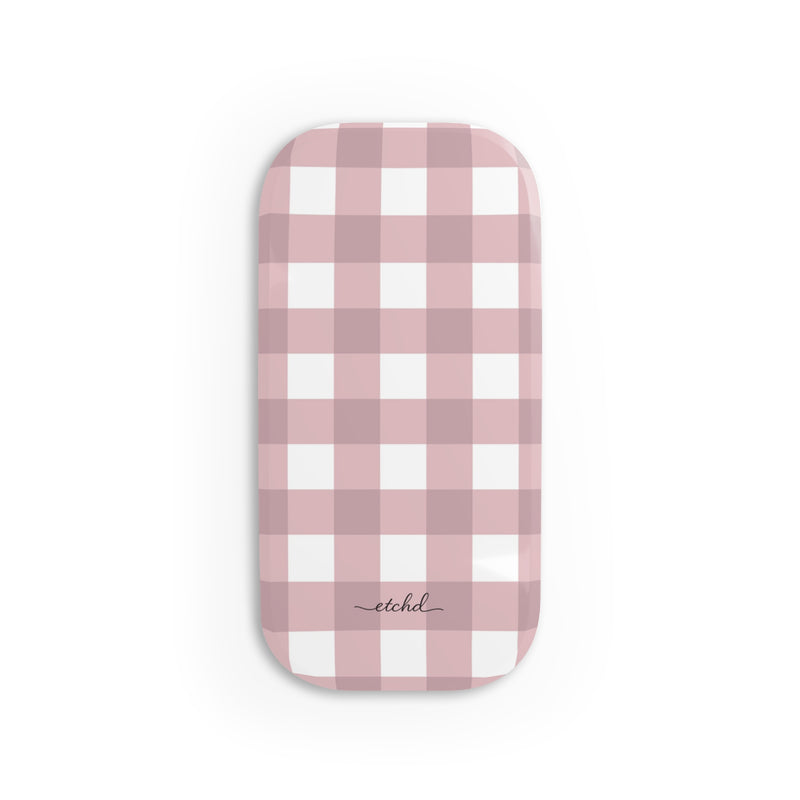Pink Gingham Click-On Phone Grip-zoom-