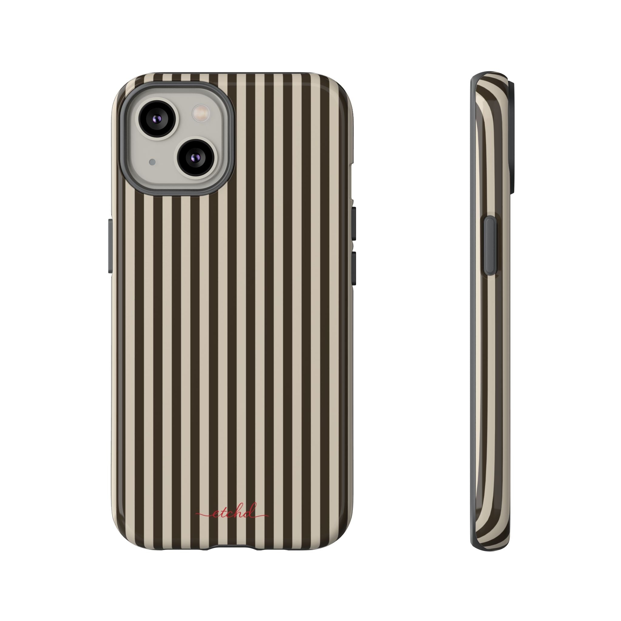 Cream & Brown Striped Funda para móvil de etchd, vista 2