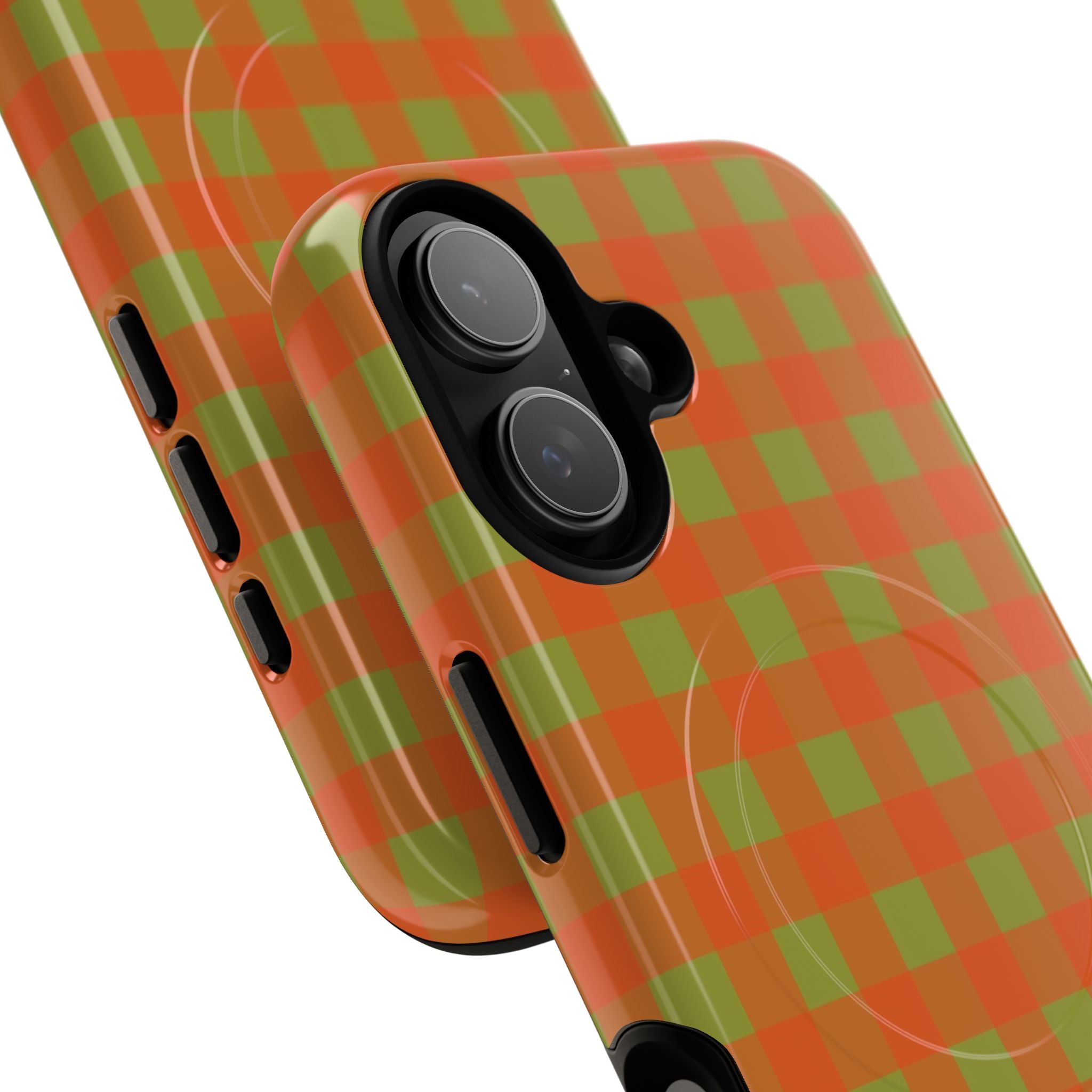 Persimmon & Wasabi Gingham Magnetic Phone Case by etchd, view 87