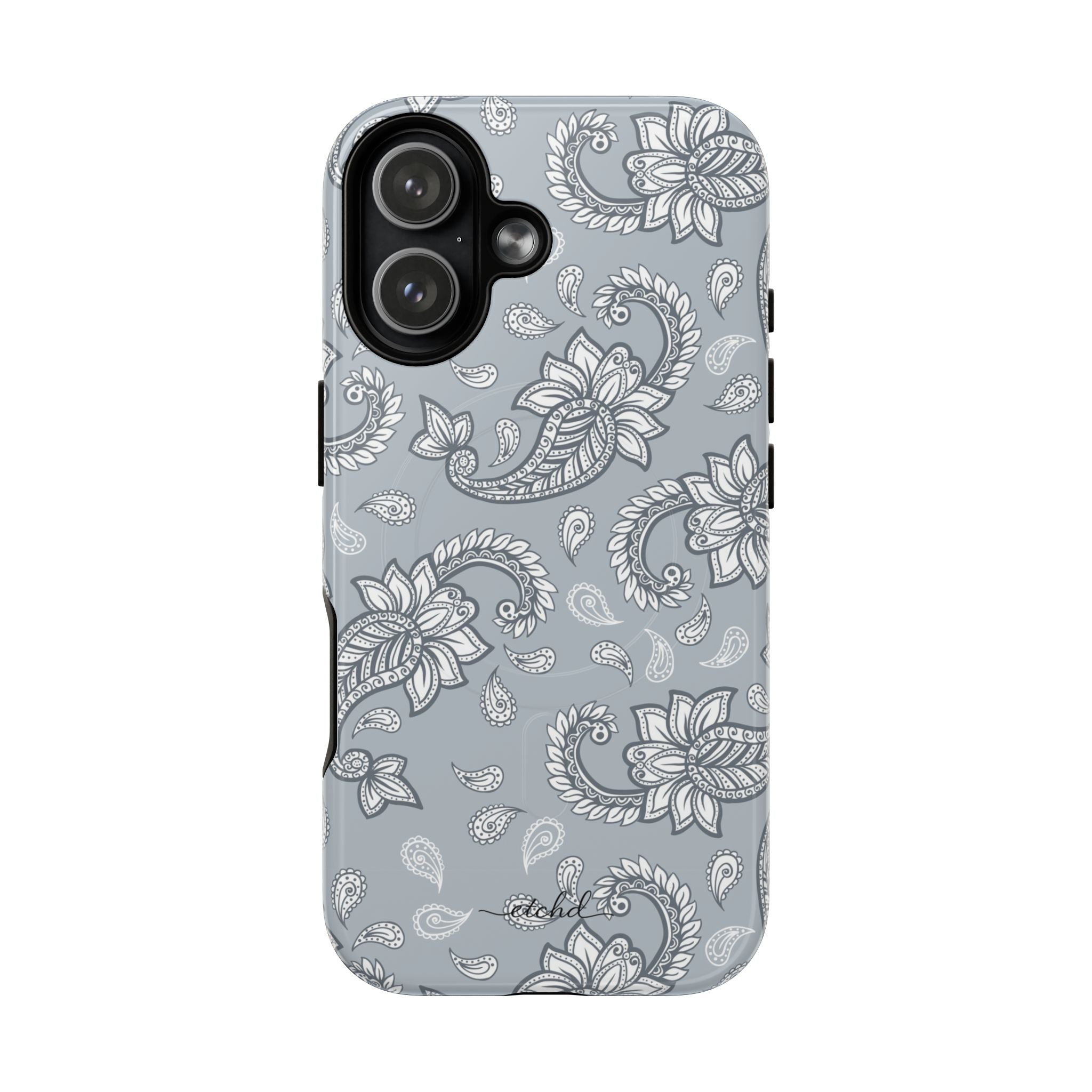Dusty Blue Paisley Magnetic Phone Case by etchd, view 25