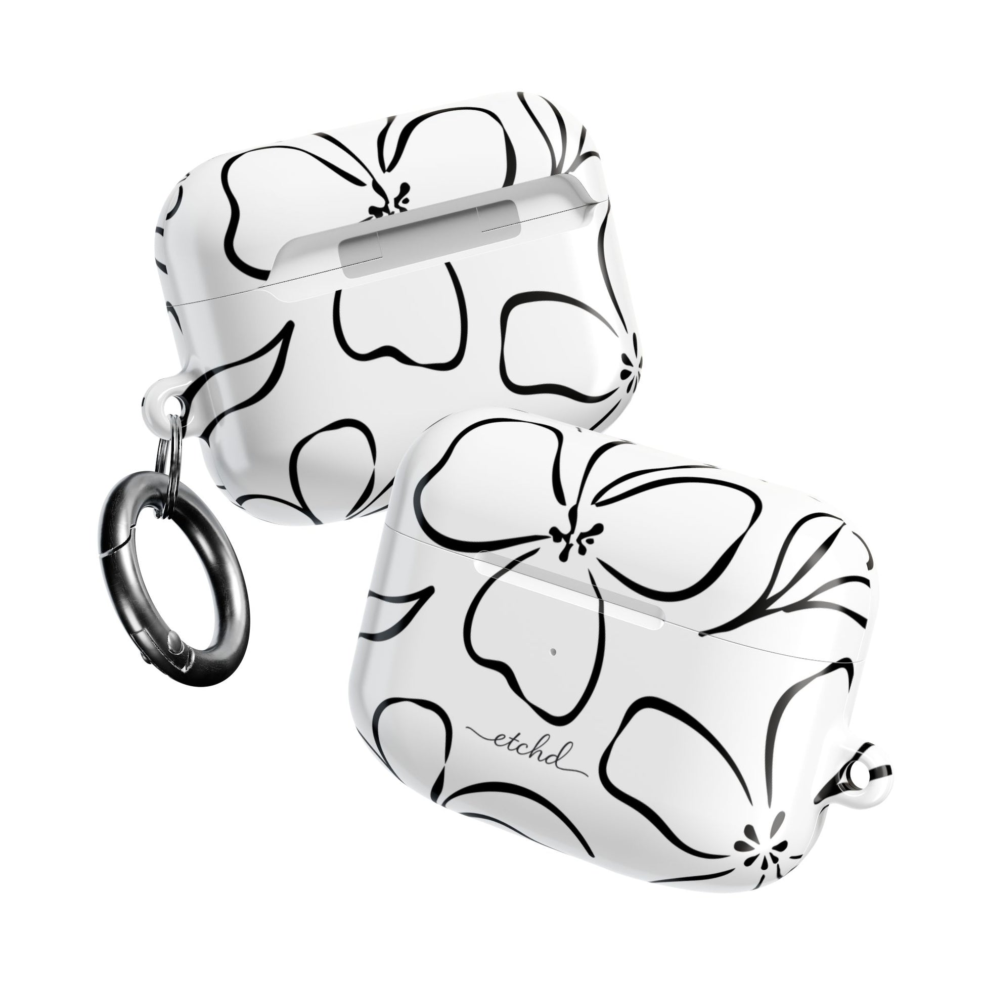 White & Black Floral AirPod Case by etchd, view 10