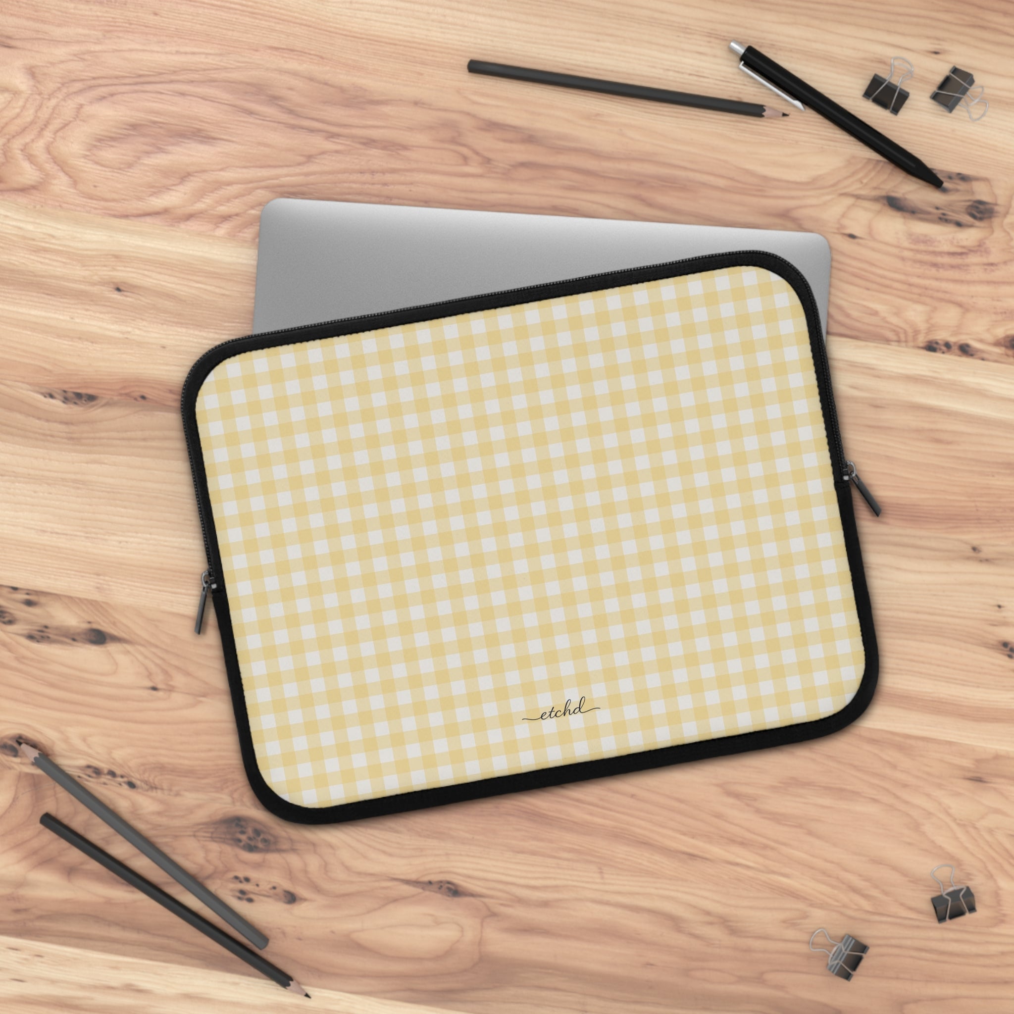 Butter Gingham Laptop Sleeve by etchd, view 5