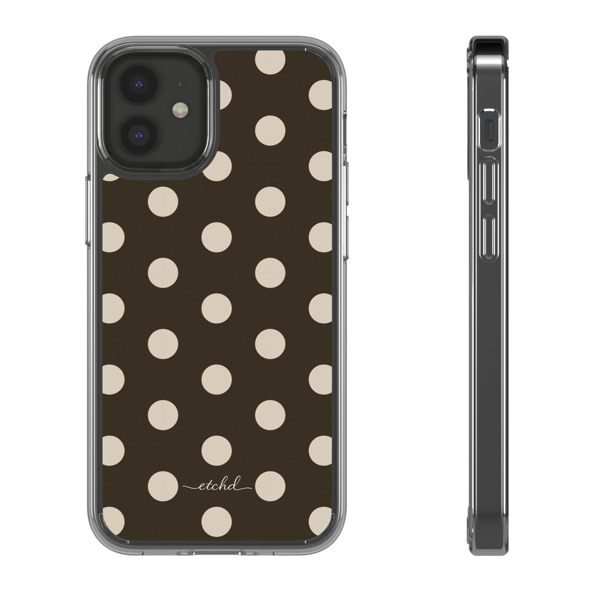 Cream & Brown Polka Dot Clear Phone Case by etchd, view 2