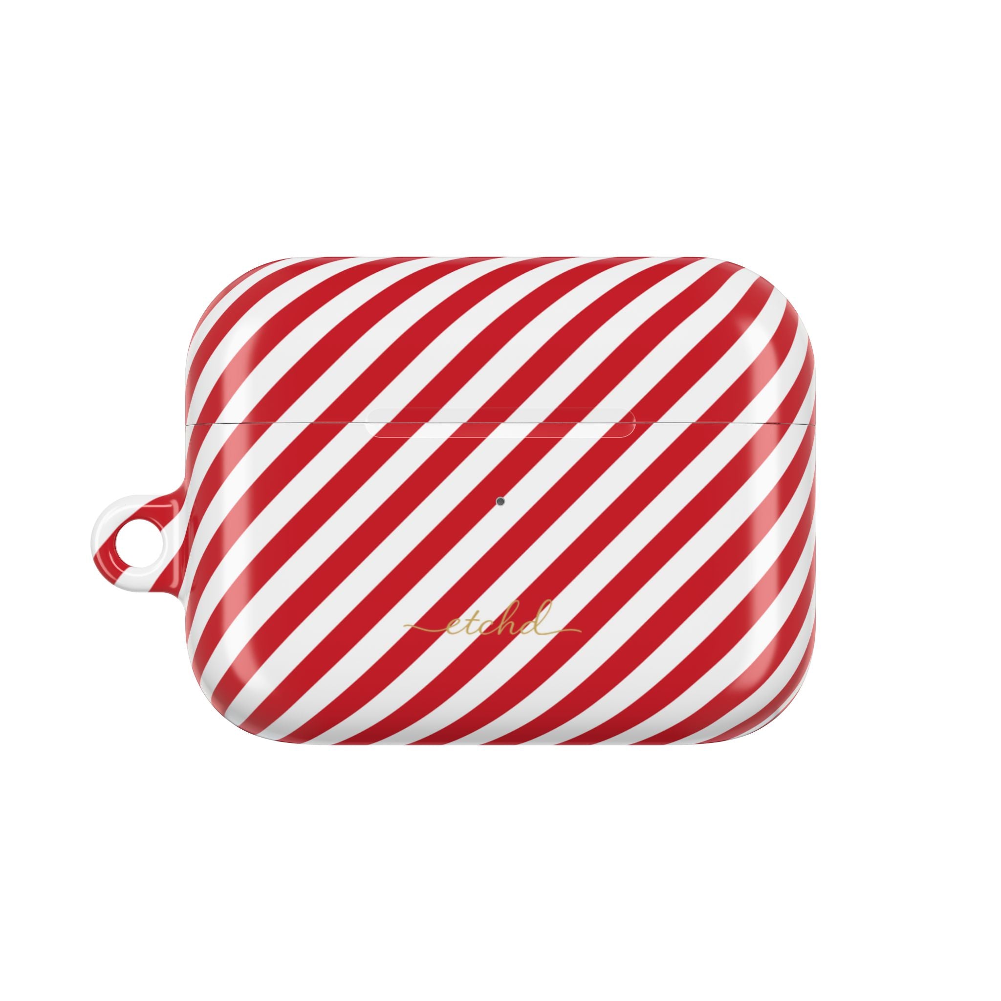 Classic Red & White Striped Diagonal AirPod Case by etchd, view 2