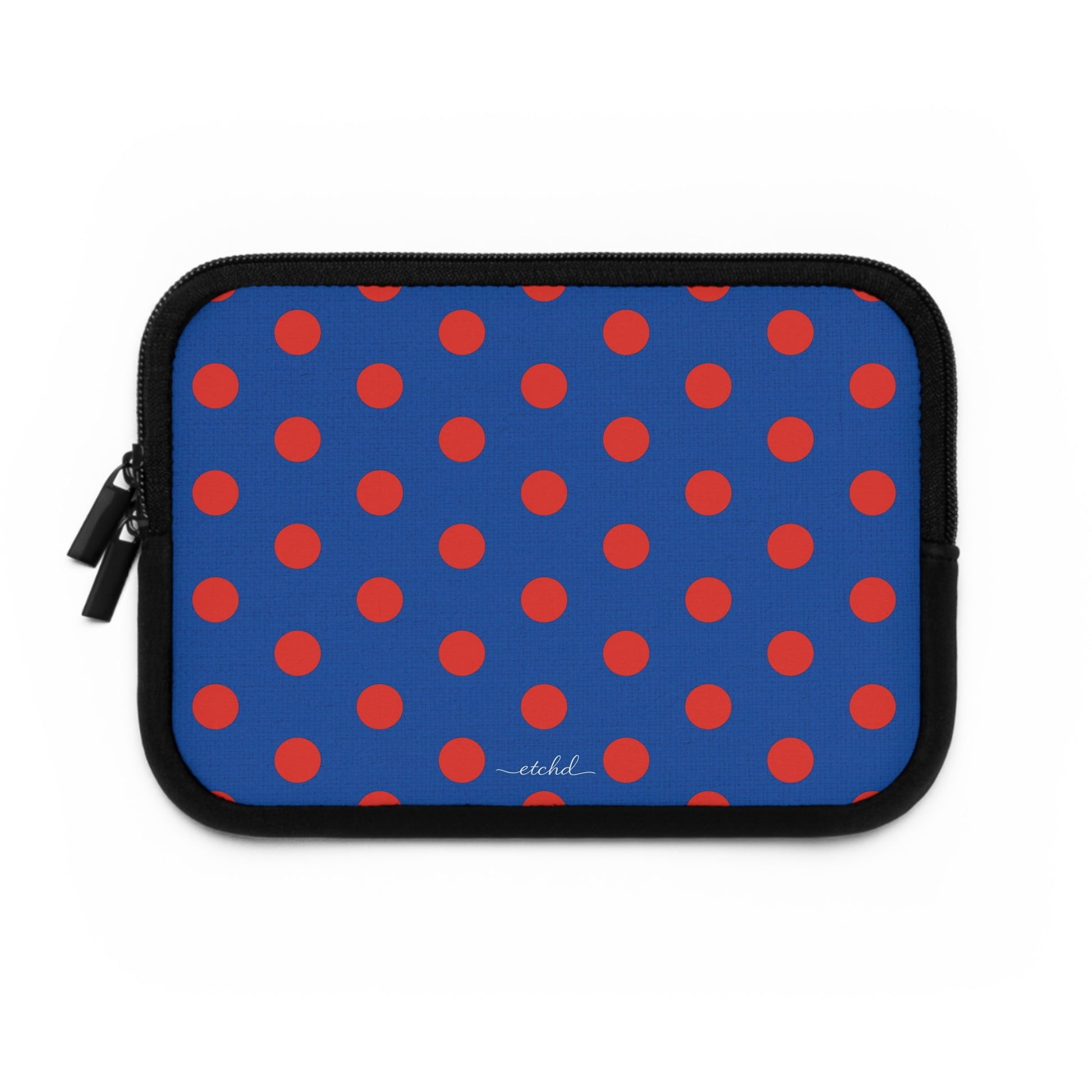 Poppy And Cobalt Polka Dot Laptop Sleeve by etchd, view 2