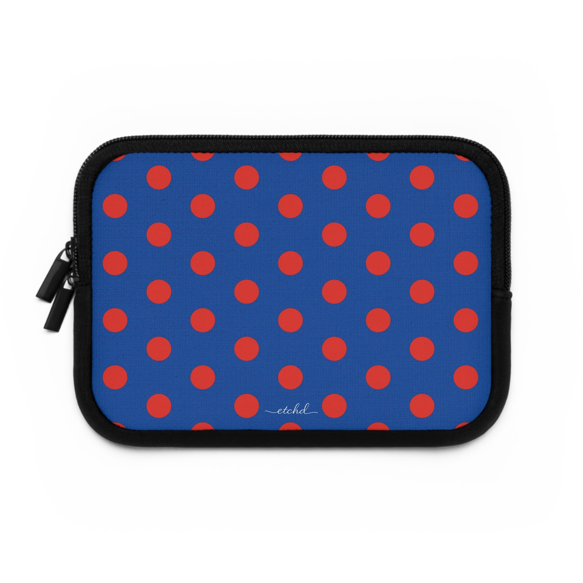 Poppy And Cobalt Polka Dot Laptop Sleeve by etchd, view 2