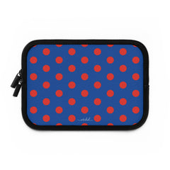 Poppy And Cobalt Polka Dot Laptop Sleeve by etchd, view 2