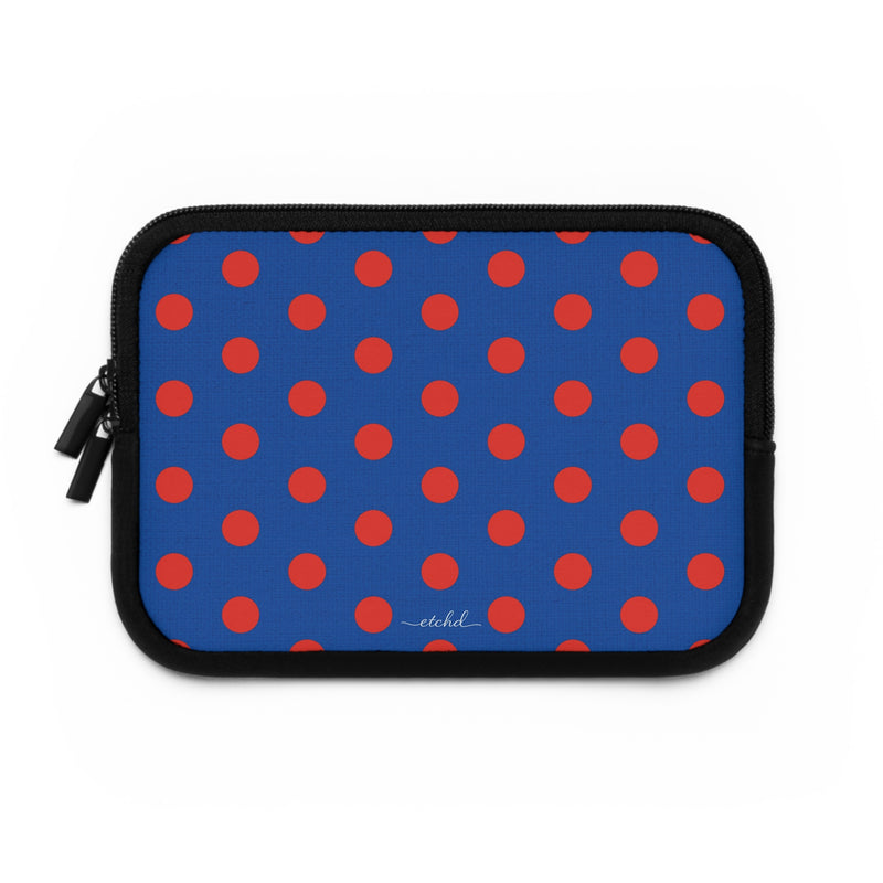 Poppy And Cobalt Polka Dot Laptop Sleeve by etchd, view 2