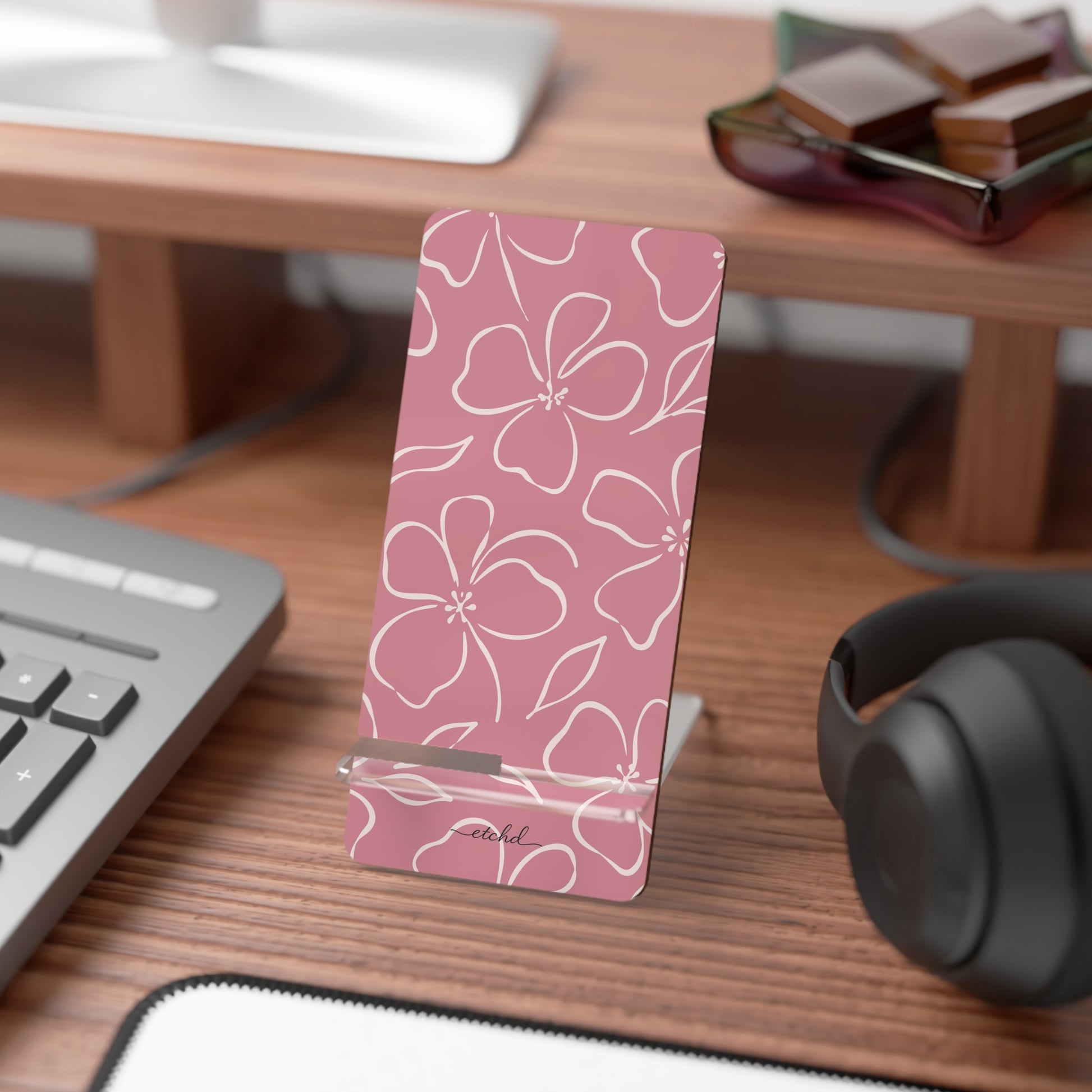 Blush & Cream Floral Phone Stand by etchd, view 3