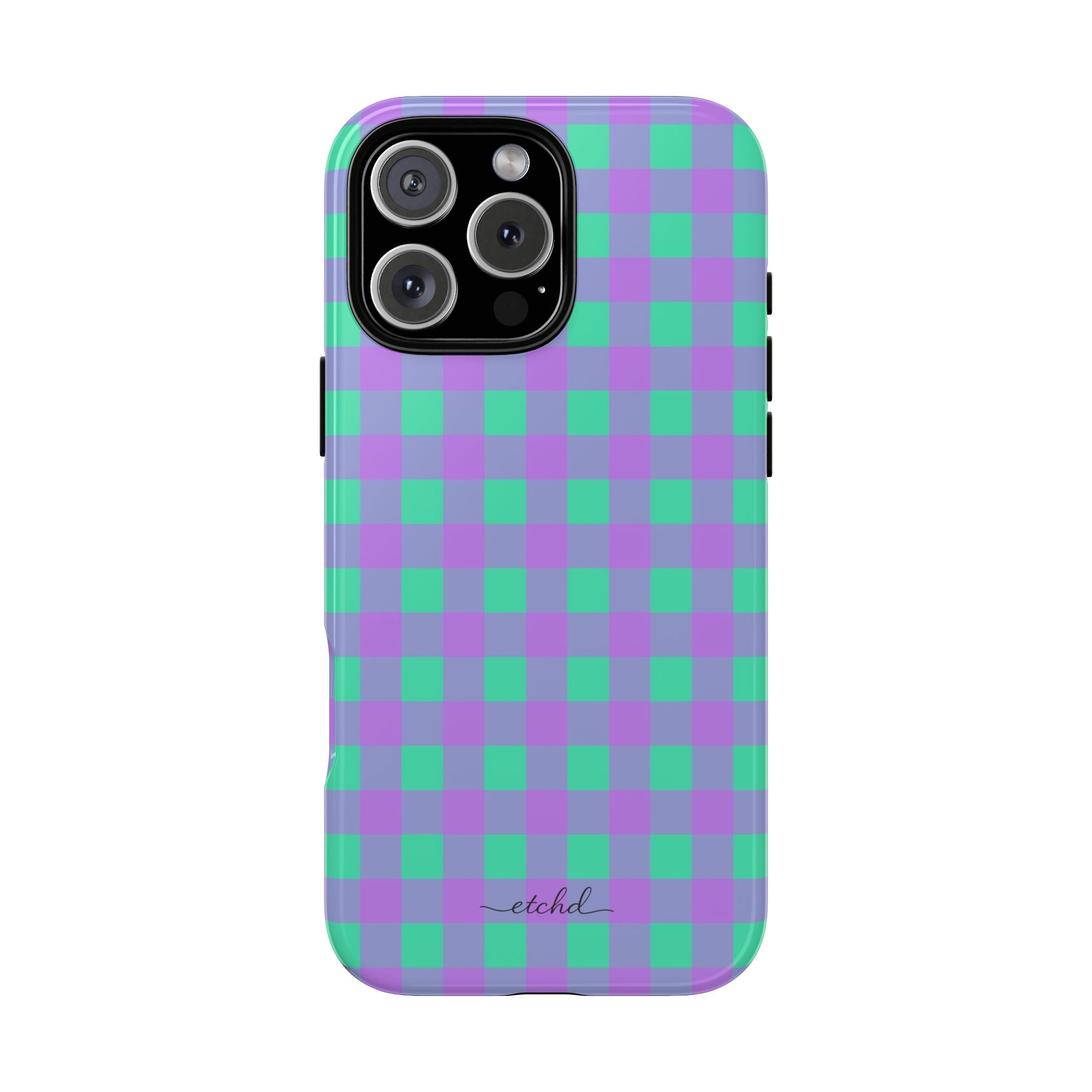 Hypermint & Lilac Gingham Phone Case by etchd