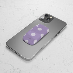 Cream & Lilac Polka Dot Click-On Phone Grip by etchd, view 5