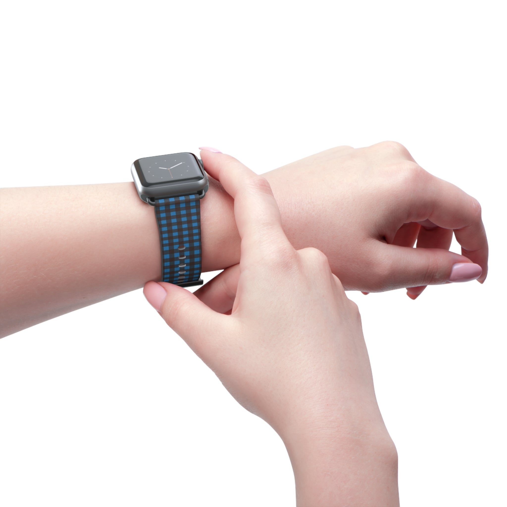 Cerulean & Espresso Gingham Smartwatch Strap by etchd, view 11