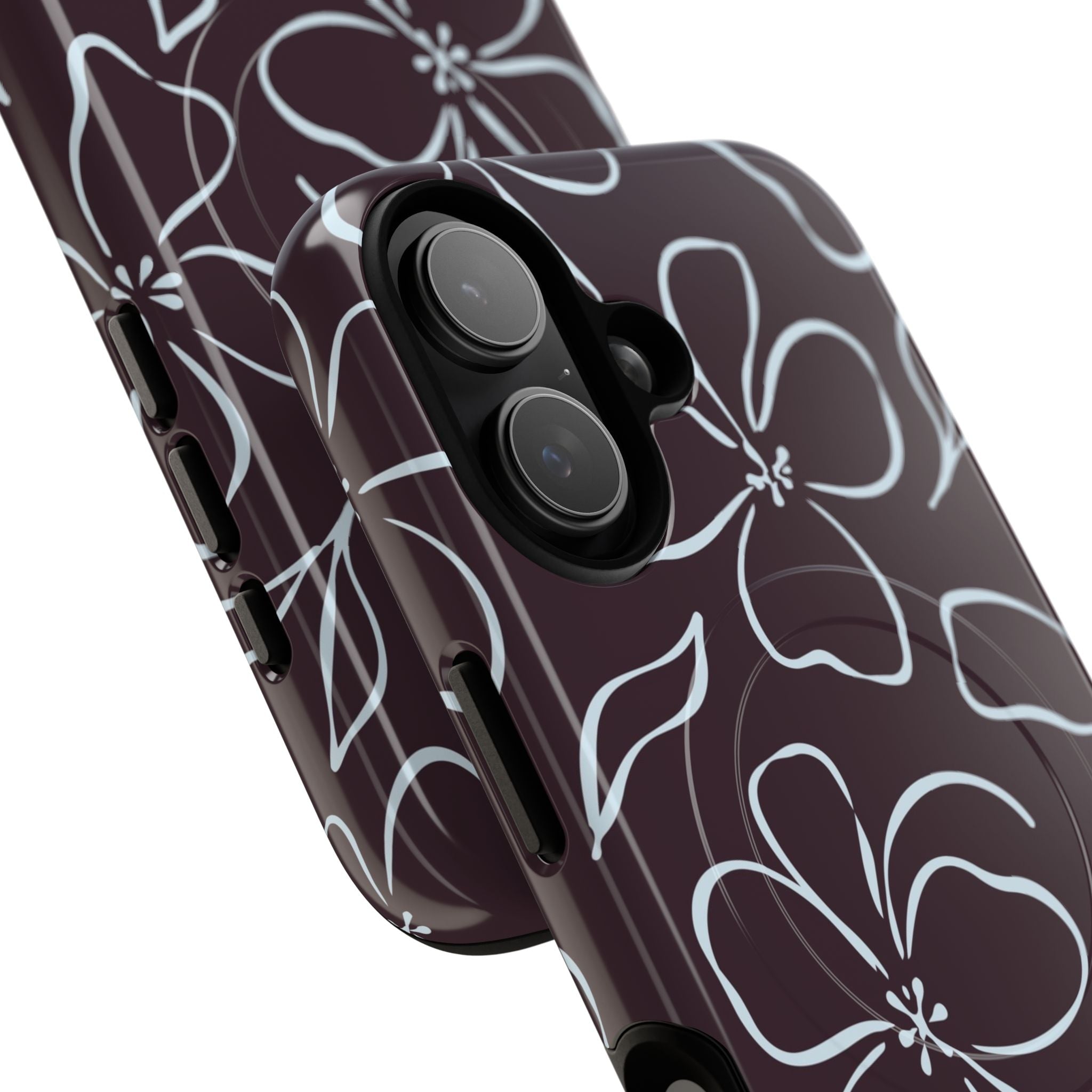 Plum & Blue Floral Magnetic Phone Case by etchd, view 87