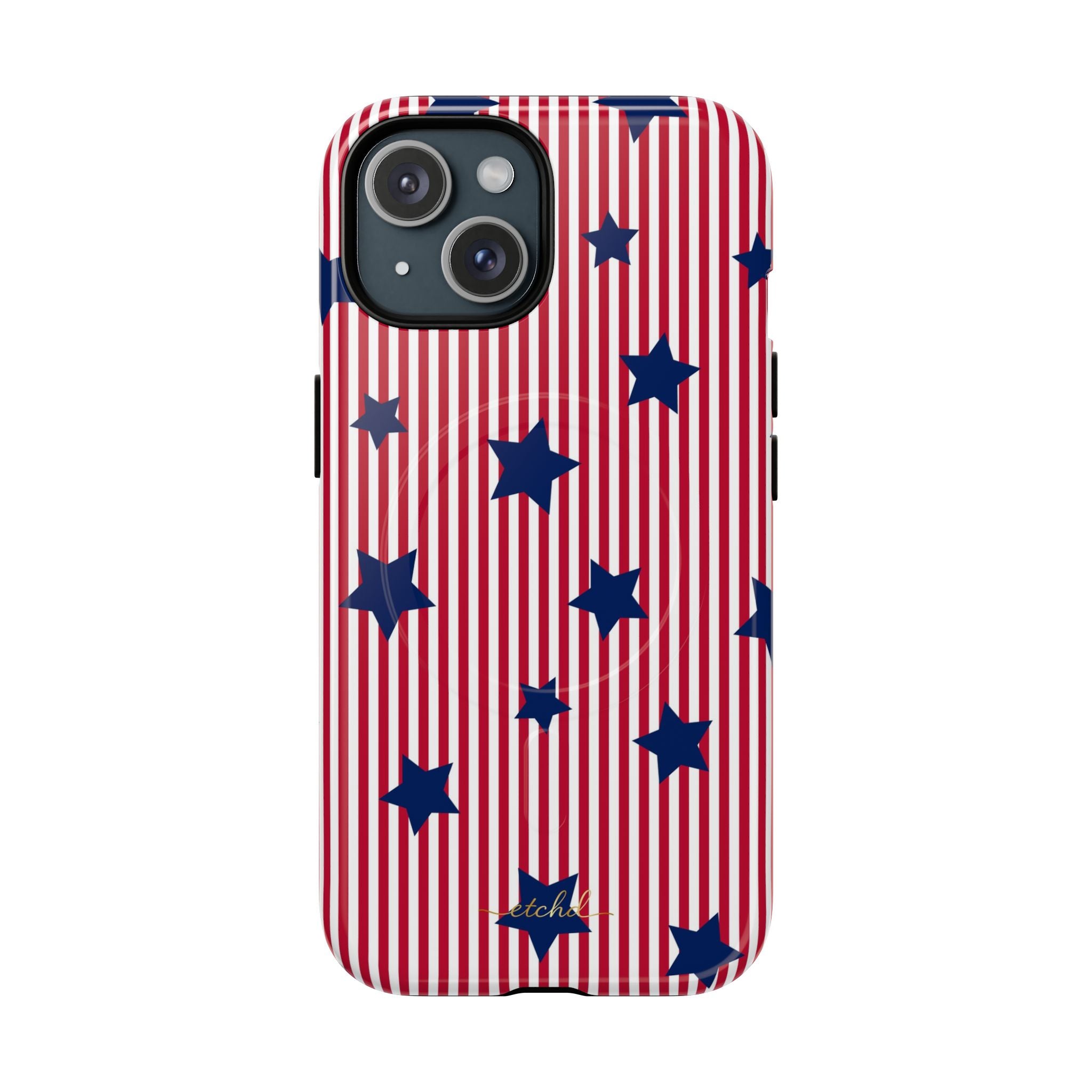 Red Stripes & Blue Stars Magnetic Phone Case by etchd, view 2